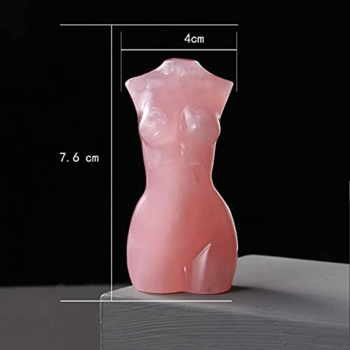 Natural Rose Quartz Goddess Torso Crystal Sculpture - Hand-Carved Female Body Statue for Home Decor & Healing