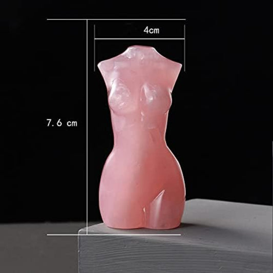 Natural Rose Quartz Goddess Torso Crystal Sculpture - Hand-Carved Female Body Statue for Home Decor & Healing