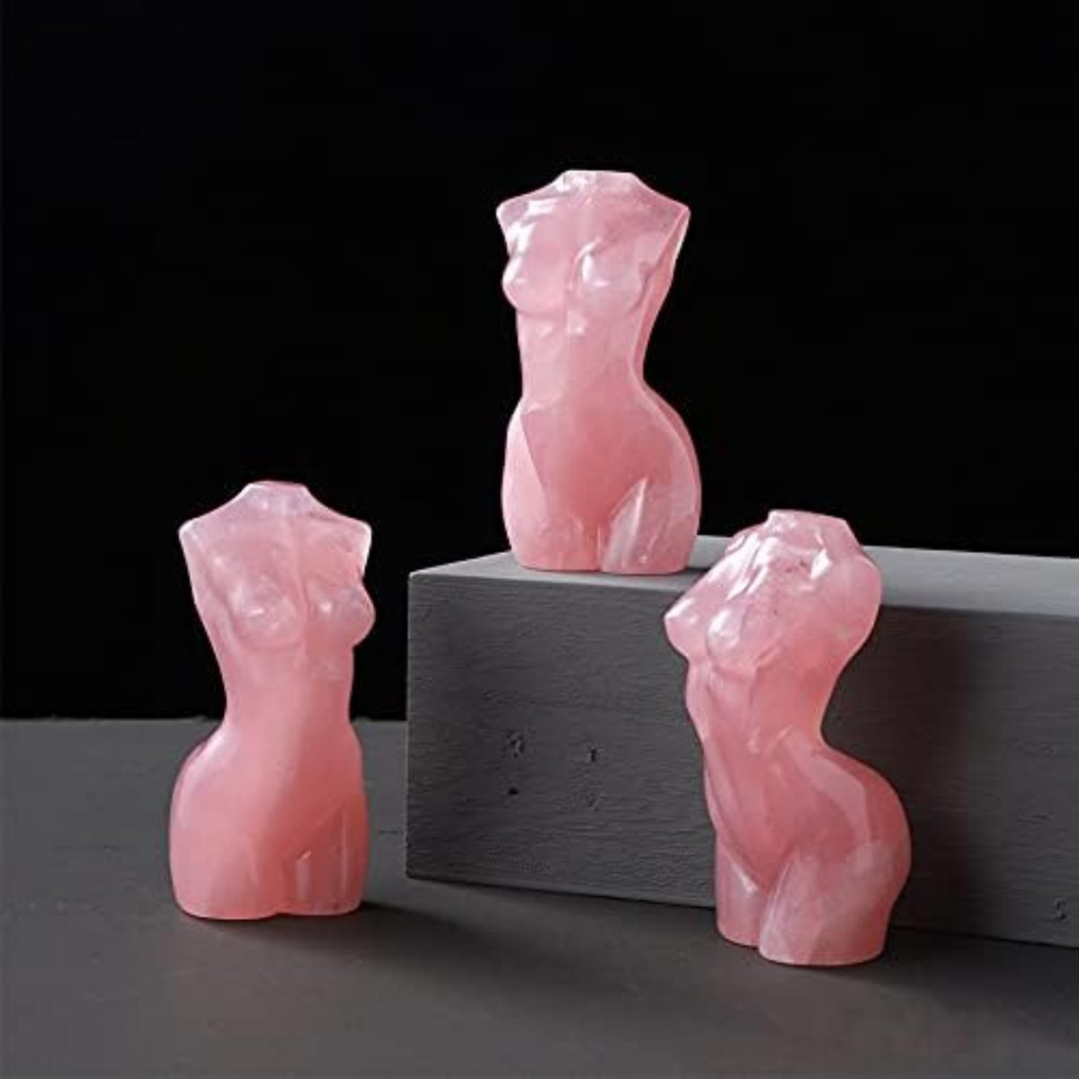 Natural Rose Quartz Goddess Torso Crystal Sculpture - Hand-Carved Female Body Statue for Home Decor & Healing