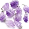 10 PCS Raw Amethyst Crystal Pendant Necklace - Natural Rough Healing Stone Jewelry for Women & Men