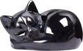 Natural Black Obsidian Sleeping Cat Crystal Carving - Hand-Carved Reclining Feline Statue for Protection, Peace & Cat Lover Gifts