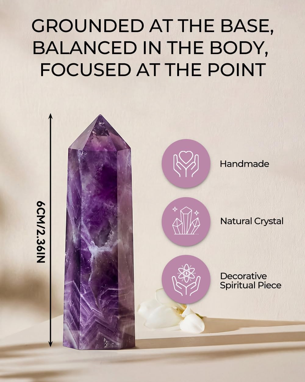 Natural Chevron Amethyst Crystal Tower - Dream Purple Quartz Wand Point for Space Cleansing, Third Eye Healing & Meditation Altar