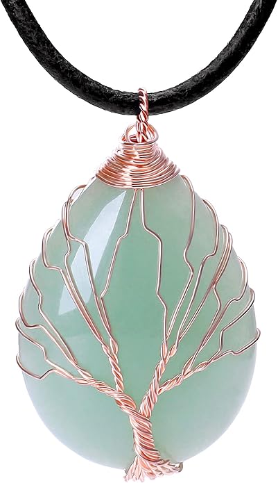 Sacred Tree of Life Amethyst Pendant - Natural Gemstone Chakra Healing Choker