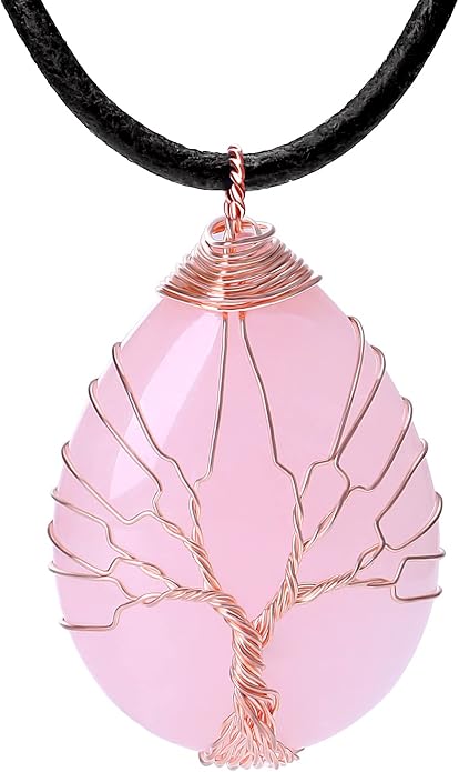 Sacred Tree of Life Amethyst Pendant - Natural Gemstone Chakra Healing Choker