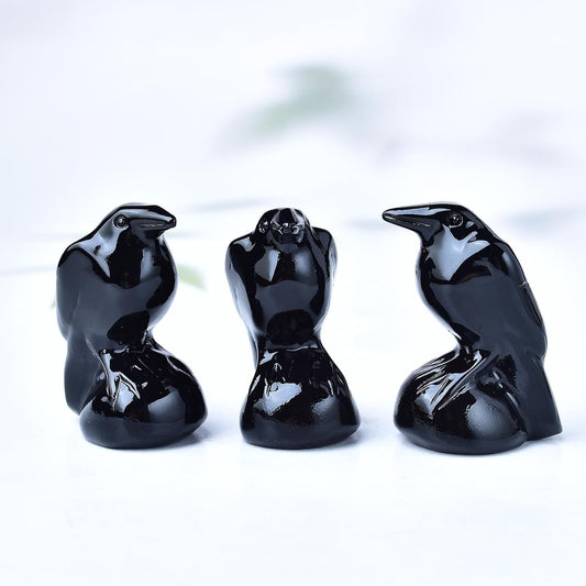 Black Obsidian Raven Crystal Carving