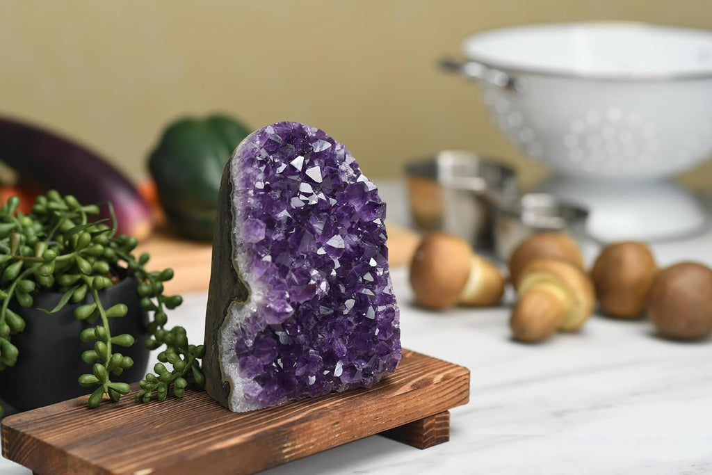Natural Amethyst Geode Standing Specimen - Deep Purple Crystal Cluster for Jewelry Charging, Meditation & Healing Decor