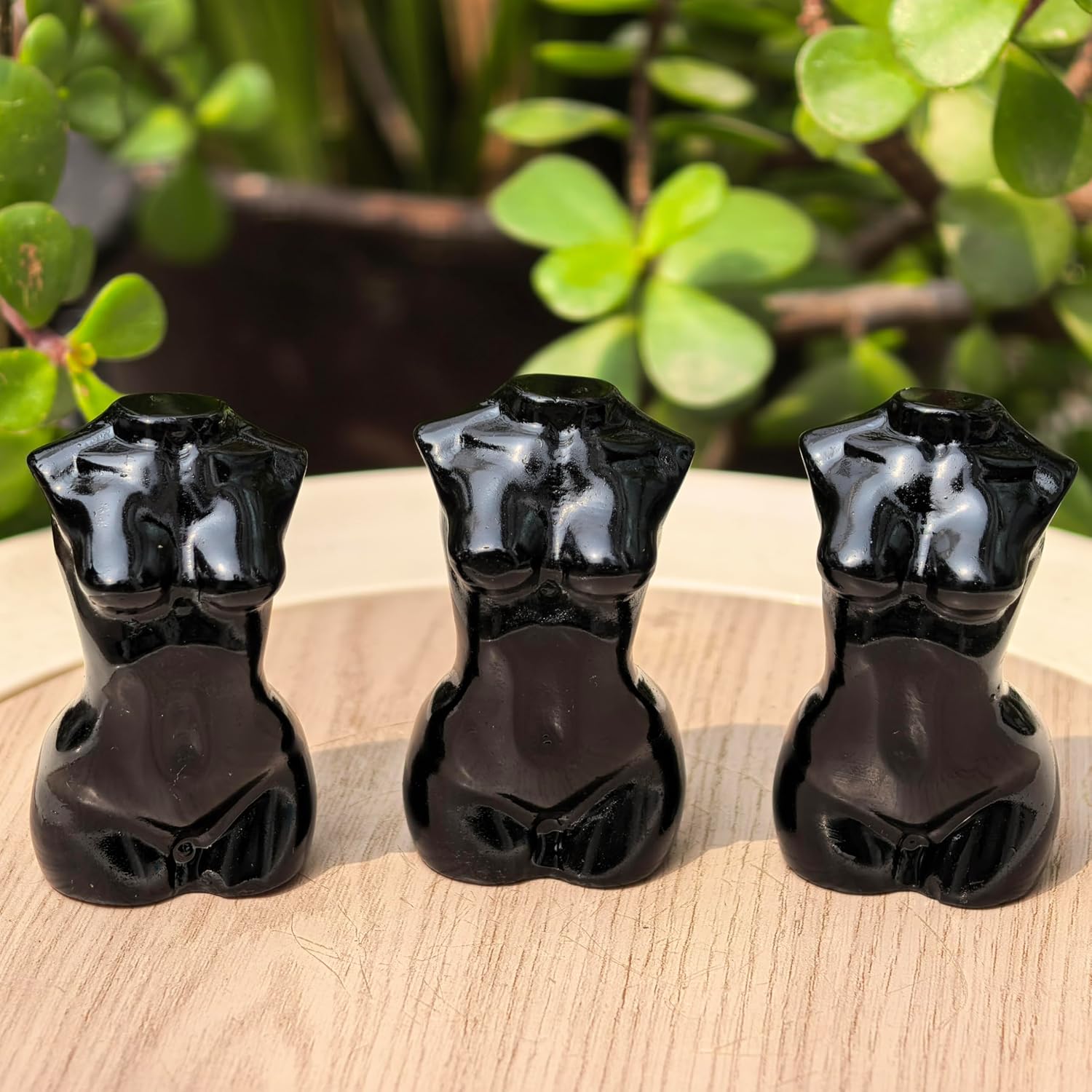 Natural Black Obsidian Goddess Torso Crystal Sculpture - Hand-Carved Female Body Statue for Protection, Grounding & Decor
