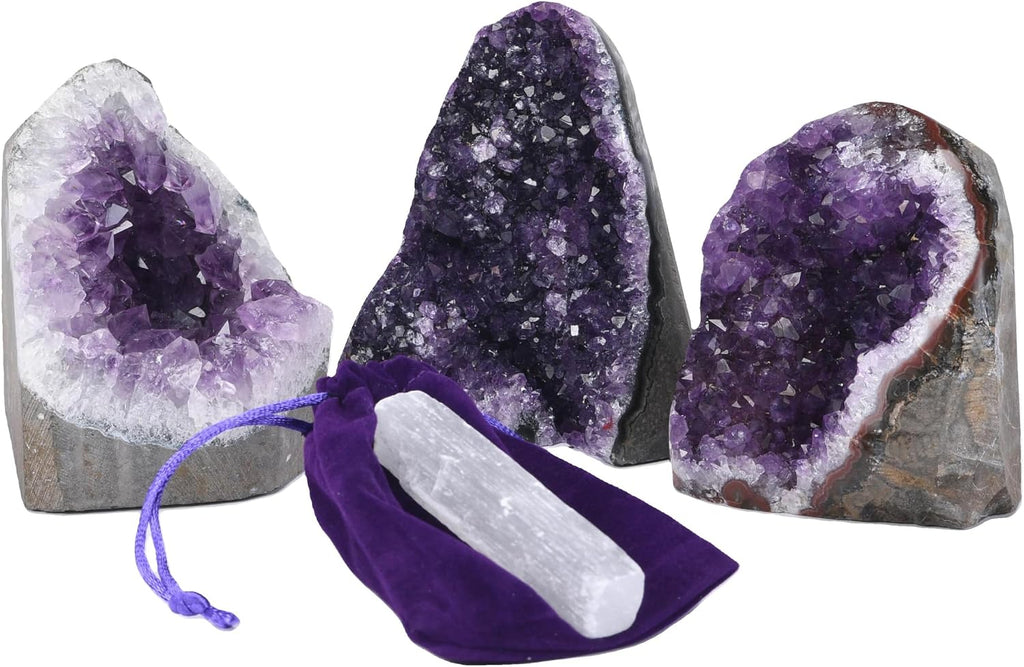 Natural Amethyst Geode Standing Specimen - Deep Purple Crystal Cluster for Jewelry Charging, Meditation & Healing Decor