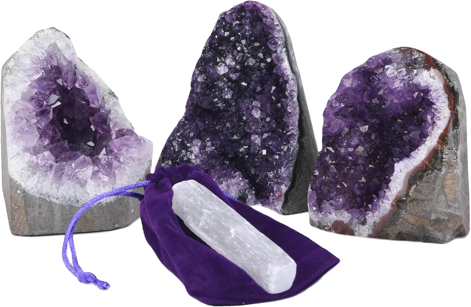 Natural Amethyst Geode Standing Specimen - Deep Purple Crystal Cluster for Jewelry Charging, Meditation & Healing Decor
