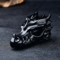Natural Black Obsidian Dragon Head Crystal Carving - Hand-Spun Mythical Totem Statue for Protection, Power & Home Office Decor